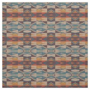 Tissu Unique Rouge Brown Turquoise Bleu Orange Mosaïque 
