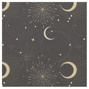 Tissu univers mystique soleil lune