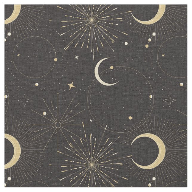 Tissu univers mystique soleil lune (Fermer)