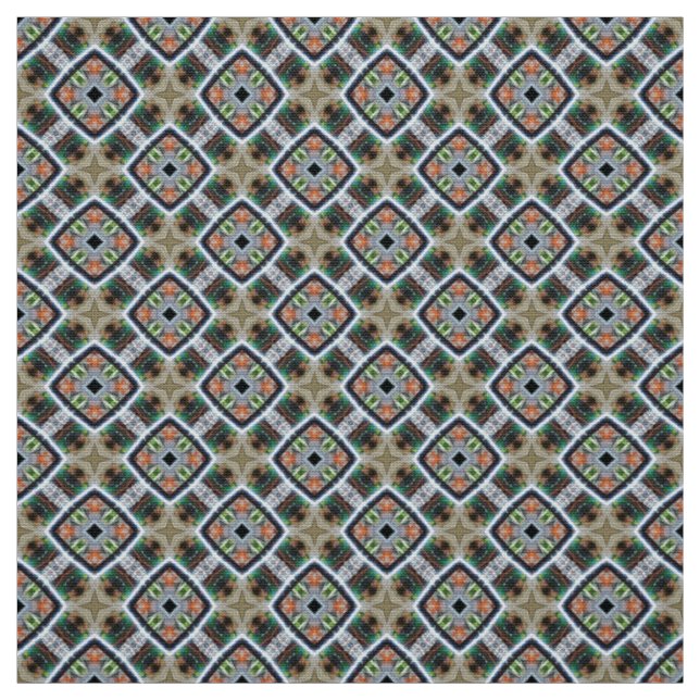 Tissu Upholstery de tuiles multicolores occupé (Échantillon)