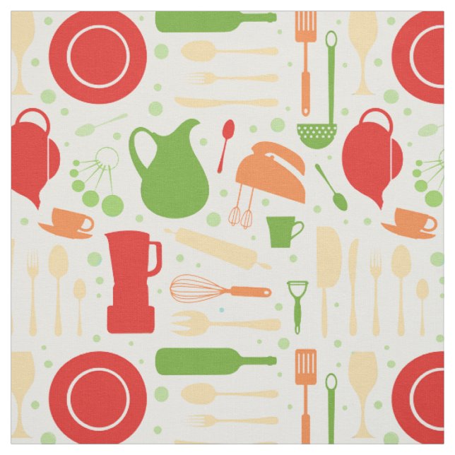 Tissu Ustensiles de cuisine colorés (Échantillon)