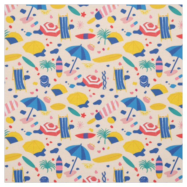 Tissu Vacances Colorées à la Plage (Échantillon)