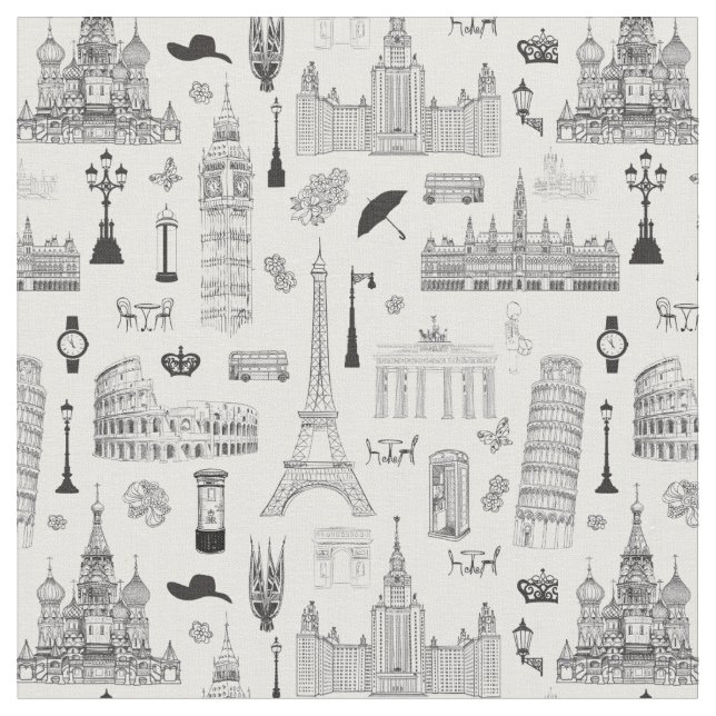 Tissu Vacances dans le motif de l'Europe (Fermer)