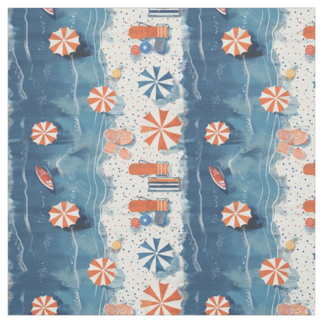 Tissu Vacances rétro à la plage (Échantillon)