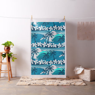 Tissu Vague tropicale de surf avec des palmiers