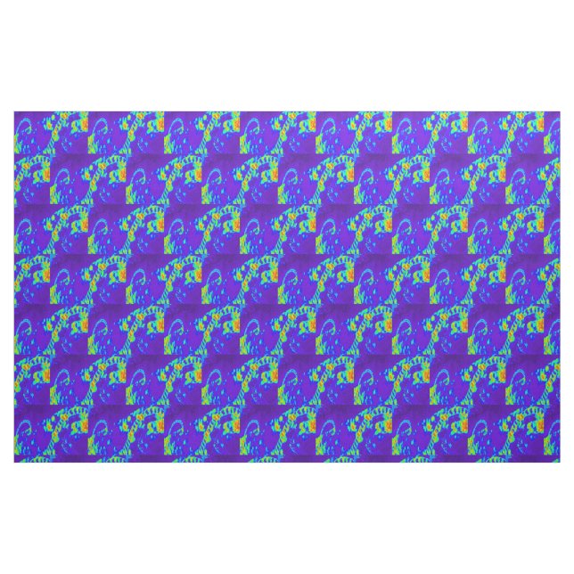 Tissu vagues de plage bleu/vert motif (Fat Quarter)