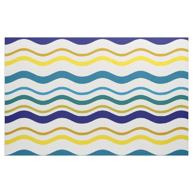 Tissu Vagues jaunes bleues (Fat Quarter)
