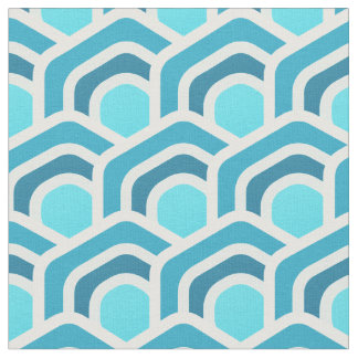 Tissu Vagues océaniques - Motif géométrique hexagonal tu