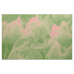 Tissu Vagues vertes et roses