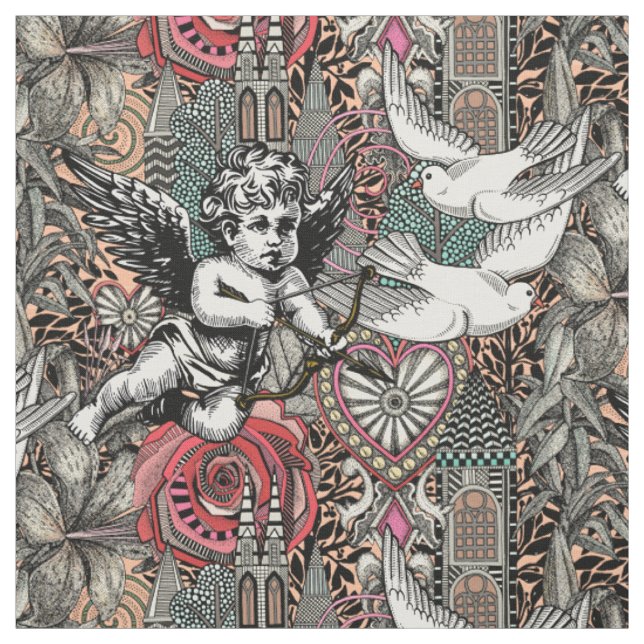 Tissu valentine maximalisme col peach fuzz (Échantillon)