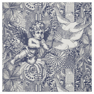 Tissu valentine maximalisme marine perle bleue