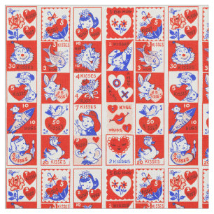 Tissu Valentine Retro Love Hugs Motif