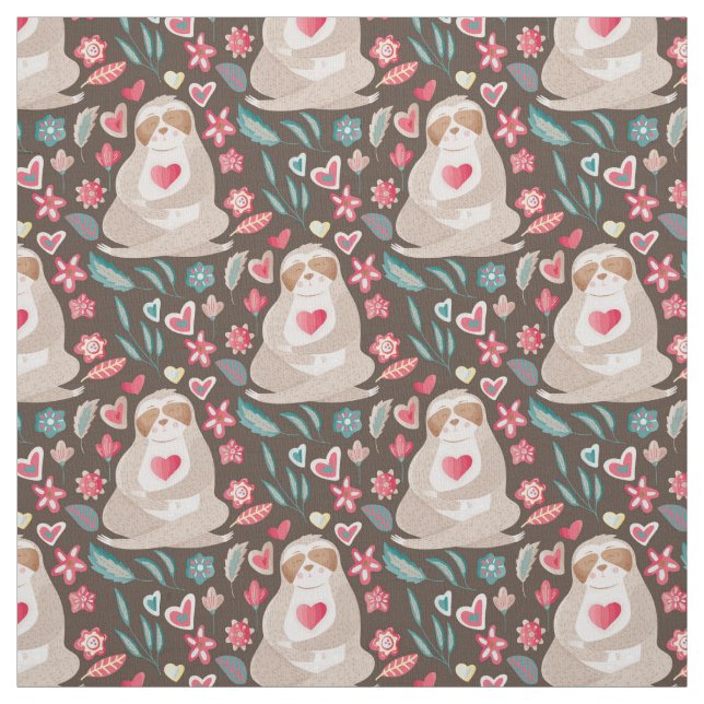 Tissu Valentine Sloth Motif (Échantillon)