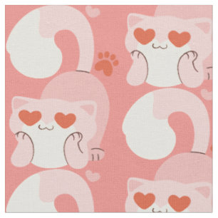 Tissu valentines chat coeur mignon whimsical adorable