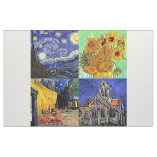 Tissu Van Gogh 4-up Nuit étoilée Café Tournesols Église
