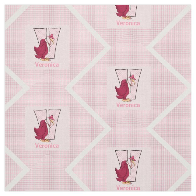 Tissu Vautour rose "V" monogrammé de l'enfant (Échantillon)