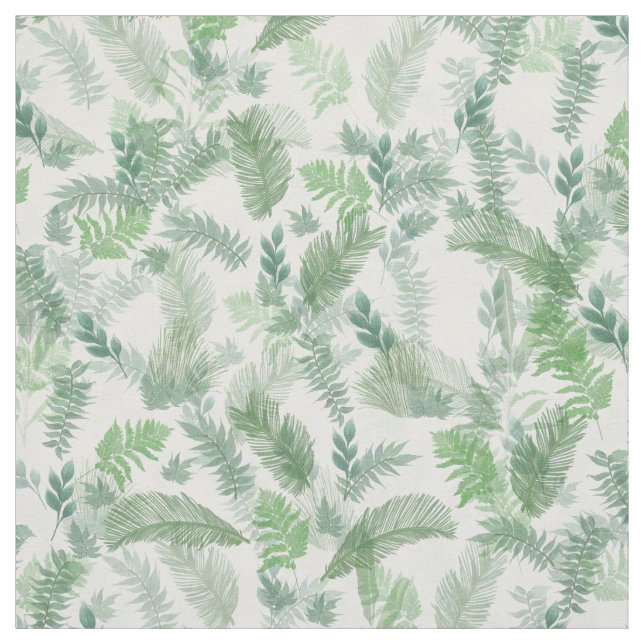 Tissu Végétation tropicale moderne Vieux feuillage vert  (Échantillon)