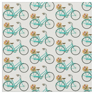 Tissu Vélo vintage avec Panier à fleurs Chalet été
