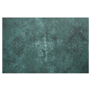 Tissu Velvety Turquoise Damask Grunge vert foncé Baroq