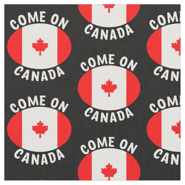 Tissu Venez au Canada Rouge blanc Érable Drapeau noir (Fermer)