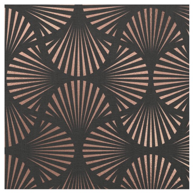 Tissu Ventilateur Rose Gold et Black Art Déco Motif (Fermer)