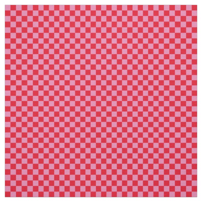 Tissu Vérifications de .25 pouces damier rose et rouge (Échantillon)