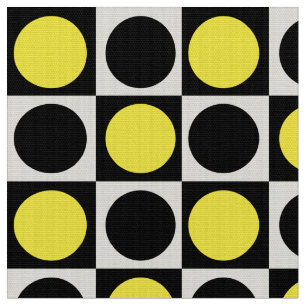 Tissu Vérifié Géométrique Points Jaunes et Noirs