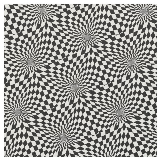 Tissu Vérifier l'illusion d'optique noir blanc carré (Fermer)