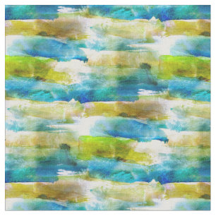 Tissu Vert abstrait d'aquarelle, bleu
