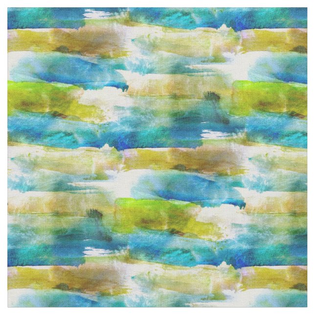 Tissu Vert abstrait d'aquarelle, bleu (Fermer)