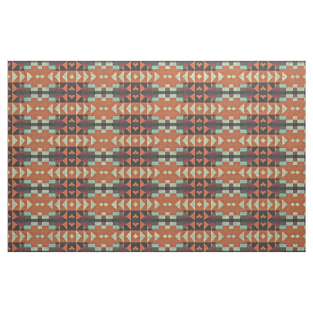Tissu Vert Aqua Turquoise Rouge Orange Brown (Fat Quarter)