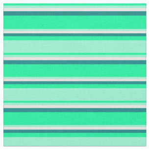 Tissu Vert, Aquamarine, Crème à la menthe & Lignes Turqu