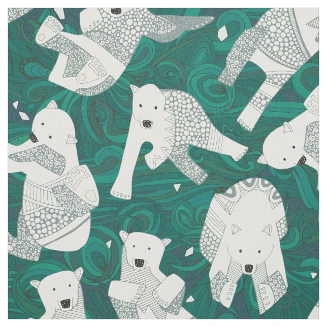 Tissu vert arctique d'ours blancs (Échantillon)