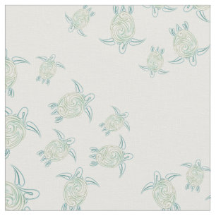 Tissu Vert blanc de motif de tortues de mer