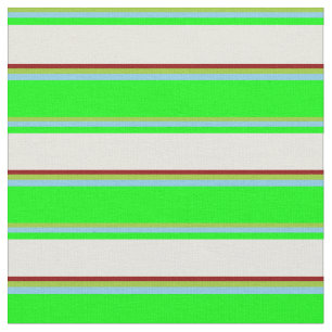 Tissu Vert, bleu ciel, citron vert, beige et rouge foncé