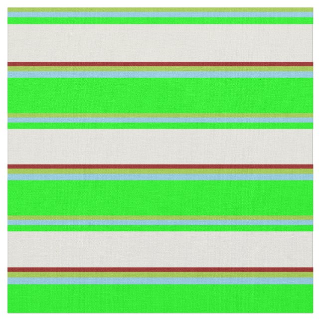 Tissu Vert, bleu ciel, citron vert, beige et rouge foncé (Fermer)