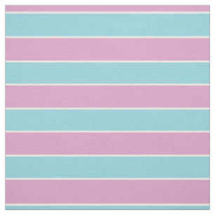 Tissu Vert/bleu écume de mer avec des rayures rose/blanc