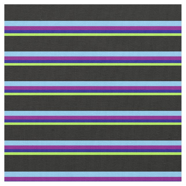 Tissu Vert, Bleu foncé, Violet, Ciel clair et Noir (Fermer)