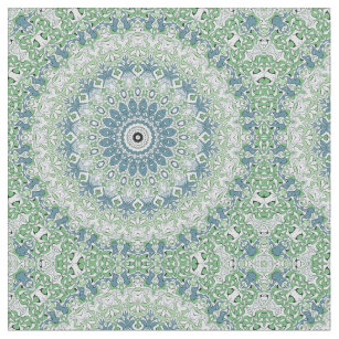 Tissu Vert Bleu Gris Côtier Mandala Kaleidoscope