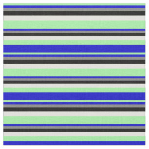 Tissu Vert, Bleu, Gris, Noir & Jaune clair Motif