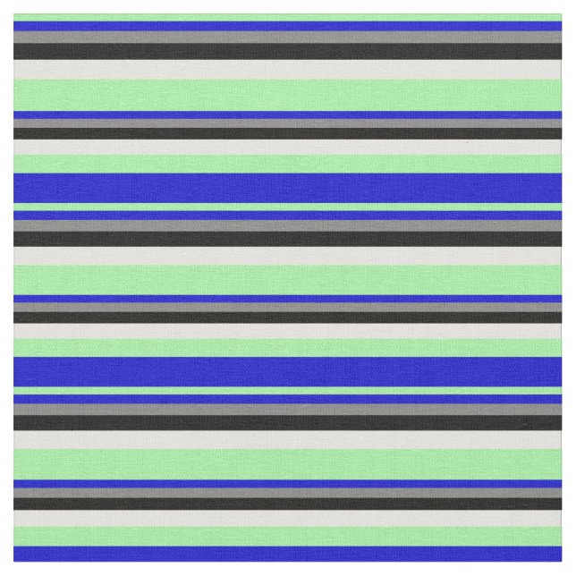 Tissu Vert, Bleu, Gris, Noir & Jaune clair Motif (Fermer)
