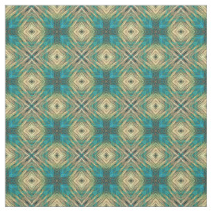 Tissu Vert bleu Turquoise Turquoise Aztec Motif mosaïque