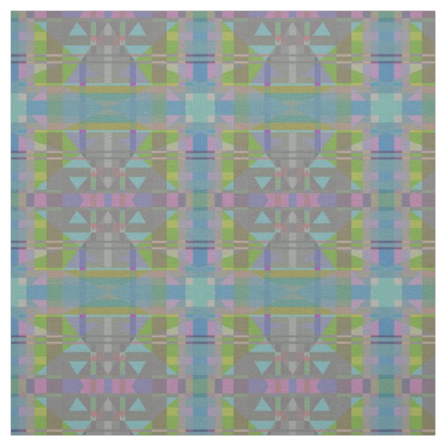 Tissu Vert bleu violet géométrique (Échantillon)
