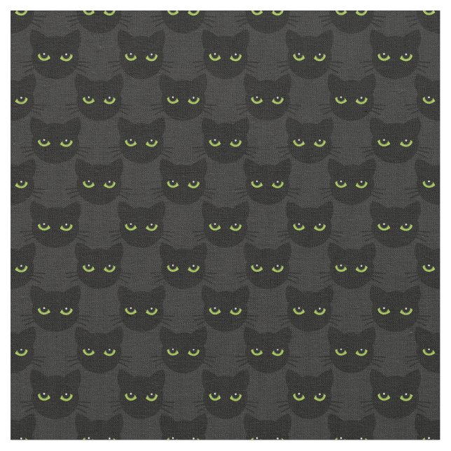 Tissu Vert - chats aux yeux sur arrière - plan graphite (Fermer)