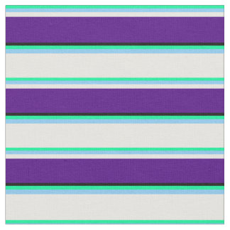 Tissu Vert, Ciel clair, Blanc, Indigo & Noir