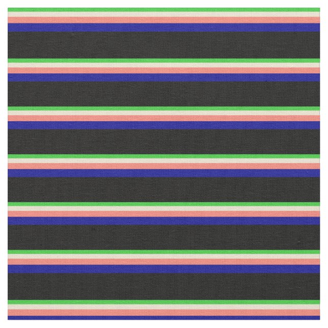 Tissu Vert citron, Beige, Saumon, Bleu foncé & Noir (Fermer)