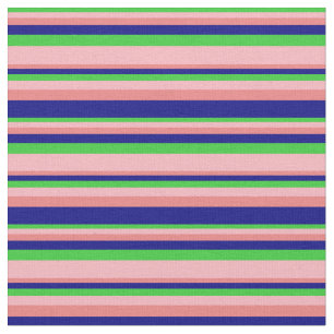 Tissu Vert citron vert, rose clair, corail clair et bleu