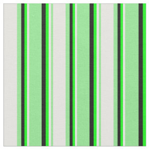 Tissu Vert clair, Crème à la menthe, Lime et bandes noir