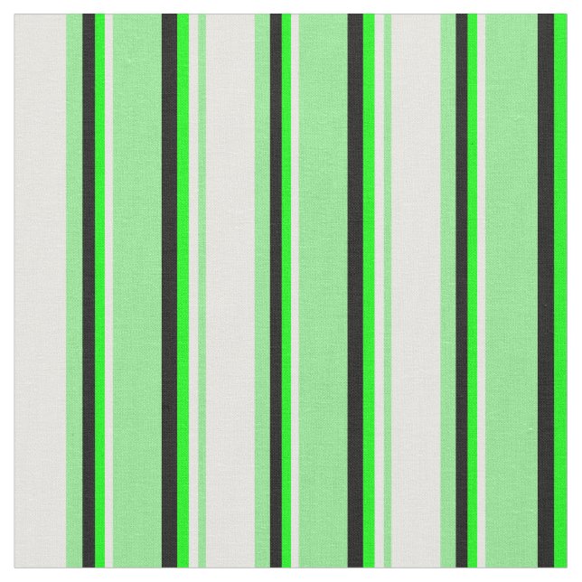 Tissu Vert clair, Crème à la menthe, Lime et bandes noir (Fermer)