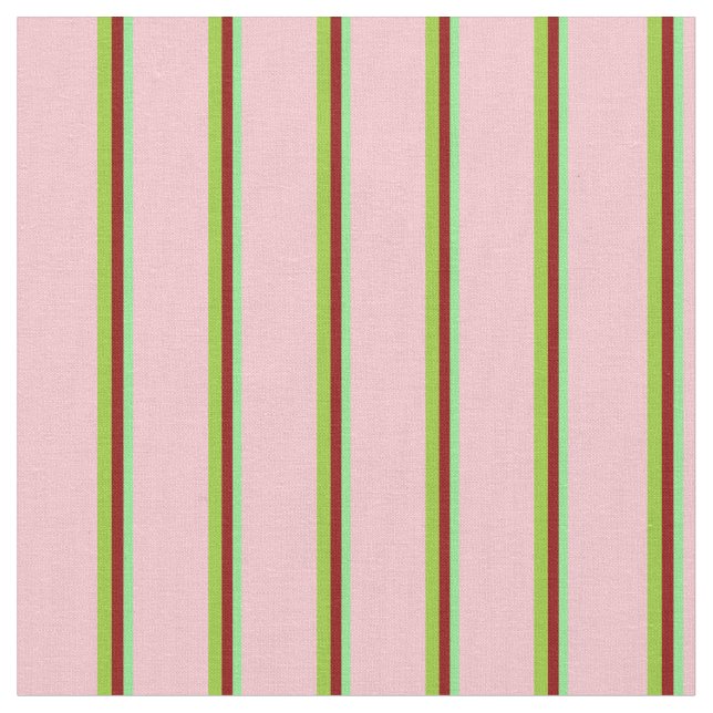 Tissu Vert clair, rouge foncé, vert et rose lignes (Fermer)